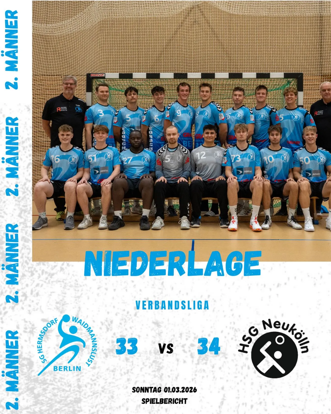 Foto 1 zum Beitrag Verbandsliga 01.03.2026 - SG Hermsdorf/ Waidmannslust II gegen HSG Neukölln