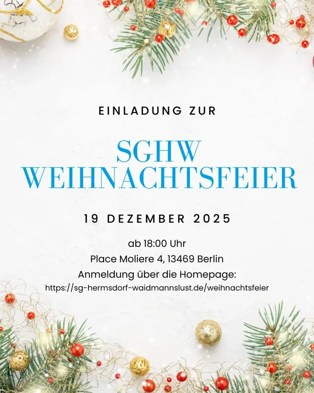 Vorschaubild: Einladung zur SGHW Weihnachtsfeier 2025🎄
