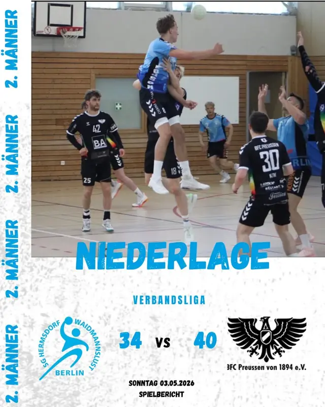 Vorschaubild: Verbandsliga 03.05.2026 - SG Hermsdorf/ Waidmannslust II gegen BFC Preussen II