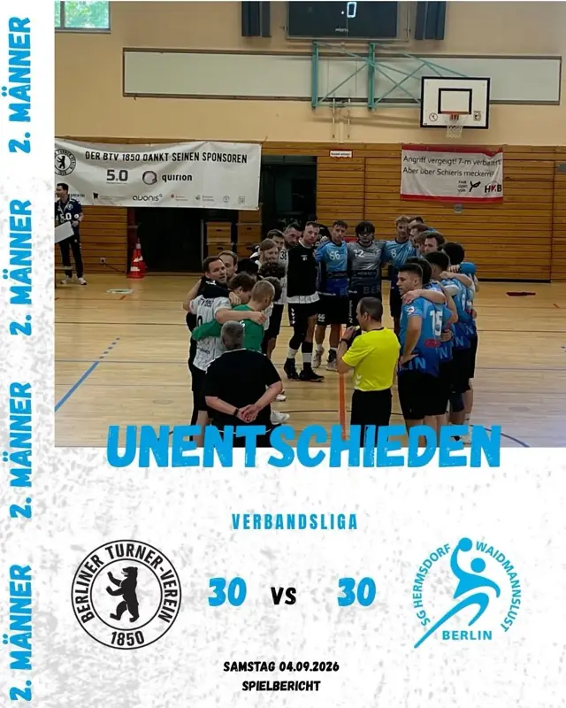 Vorschaubild: Verbandsliga 09.05.2026 - BTV 1850 II gegen SG Hermsdorf/ Waidmannslust II